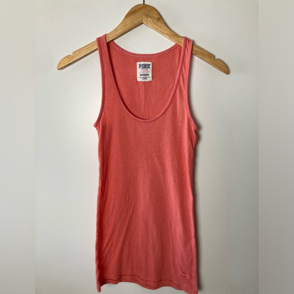 💜 Women’s Medium PINK Coral Ribbed Tank Top
